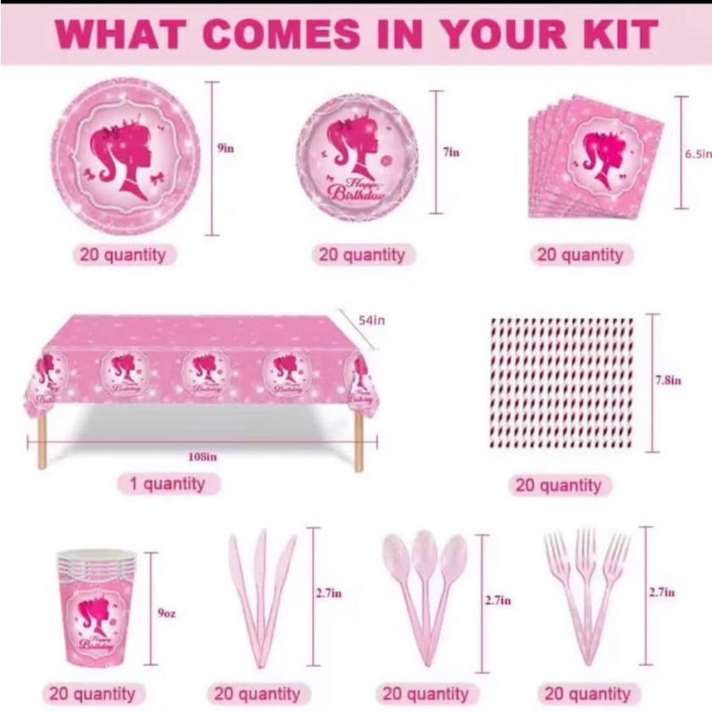 Bachelorette Party Supplies Kit 161CT Pink princess Girl Party Supls kit